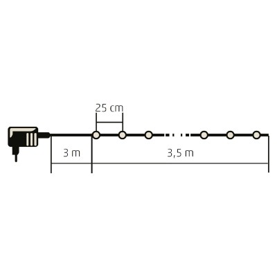 Ghirlanda decor 15 becuri din plastic, int-ext, cu adaptor, 75x LED alb cald - ML 15 GLOBE